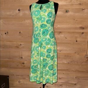 Green and Yellow limes Sleeveless Maxi Dress Lands End size 2/4 XS